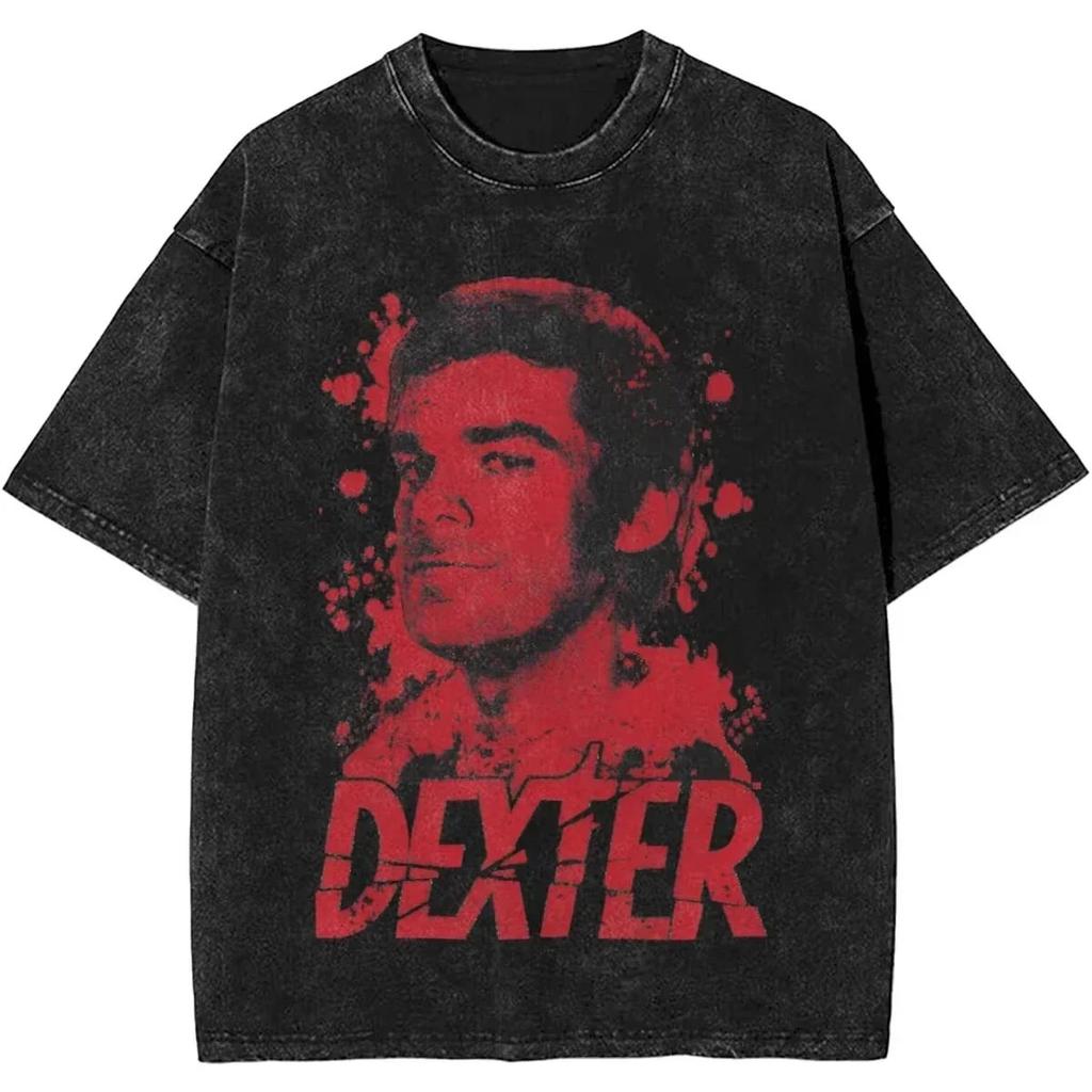 Новая футболка Dexter Morgan Edition, средний палец, ретро, модная, винтажная, стираная, летние топы Y2K, хлопок, мужские, женские, футболки с коротким рукавом