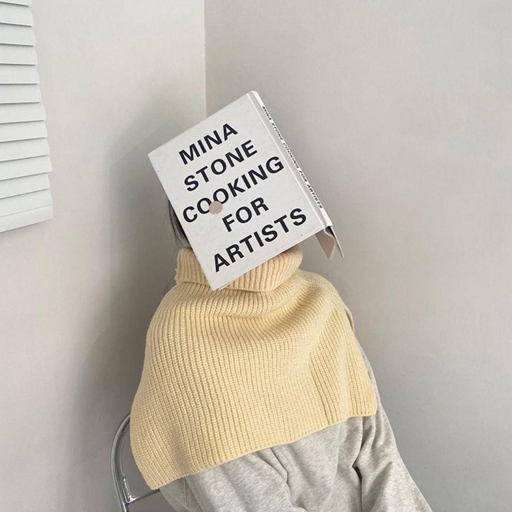 High Collar Women Scarf Accessories Solid Color Wraps Knitted Cape Knitted Shawl Female Wool Scarf