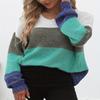 Women's Plus Size Colorblocking Sweater Autumn and Winter Round Neck Fashion Knit Sweater