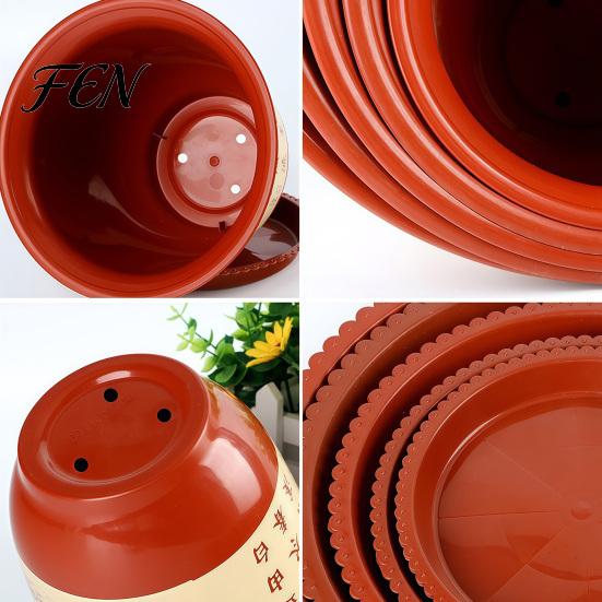 Durable Garden Pot for Balcony Landscape Plastic Flower Large Plants with Drainage Holes & Saucer Tray, Deep Nursery Healthy Root Growth Breathable
