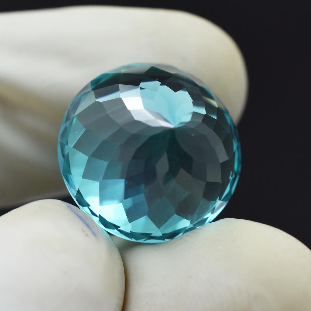 Natural Bluish Green Sapphire Round 24.80 Ct Beautiful Certified Loose Gemstone