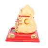 Lucky Cat Statue Vivid Lovely Waving Arm Solar Powered Fortune Cat with Dust Cover for Home Business Ornament Yellow