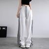 Lace Striped Sports Pants Women's Autumn Loose Straight Trousers Casual Quick Drying White Wide Leg Pants