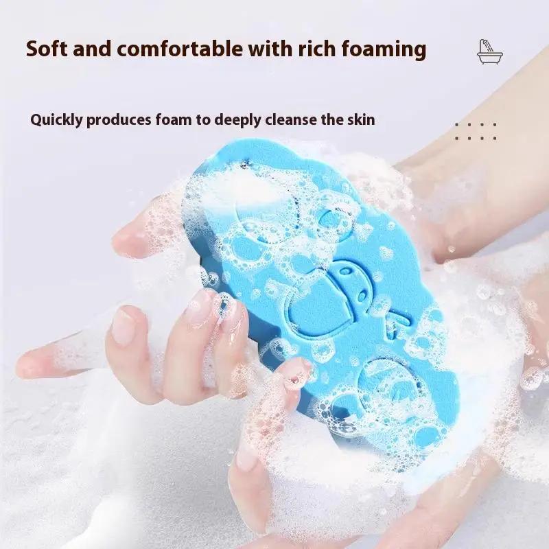 Soft Bath Sponge Brush for Kids with Lanyard Exfoliating Dead Skin Massager Cleaning Shower Sponge Rub