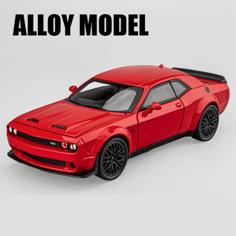 1/32 Dodge Challenger SRT Alloy Sports Car Model Simulation Diecast Metal Toy Muscle Car Model Sound and Light Children's Toys Gift