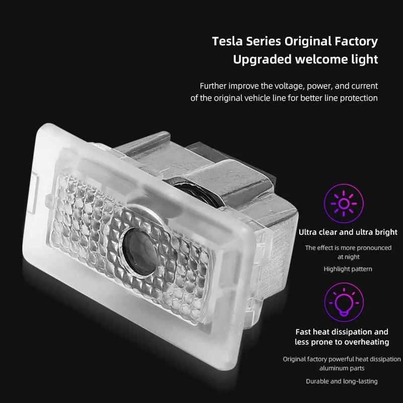 2Pcs Car Door Projector Lamps Welcome Lights Accessories For Tesla Model 3 Model S Model X Model Y Cybertruck Roadster SpaceX