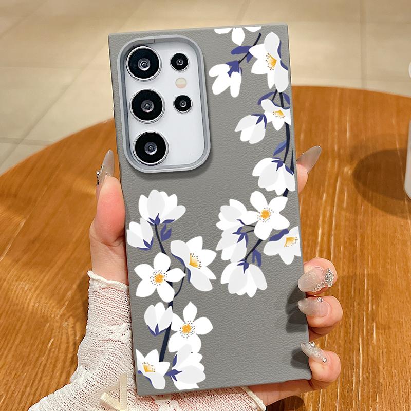 Чехол S25 Ultra Белый Цветок Магнолии для Samsung Galaxy S25 Ultra Capa S24 Ultra S22 Ultra S23 Plus S21 FE S20 5G Capa