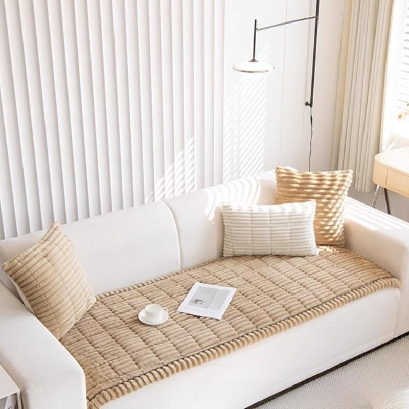 Толстая стеганая подушка для скамьи, вельветовая, теплая, коврик для дивана, осень-зима, простая однотонная, плюшевые подушки, противоскользящая, износостойкая, не сдвигающаяся