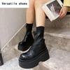 Platform Flats Women Ankle Boots Fashion Elegant Back Zippers Shoes Autumn Winter Women's Morder Short Booties