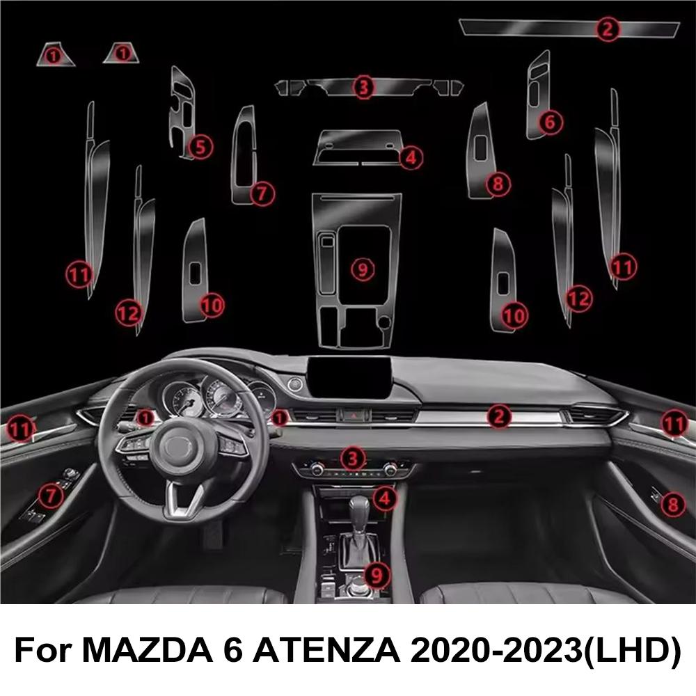 Автомобильная предварительно вырезанная защитная пленка из ТПУ для Mazda 6 Atenza 2020-2026 Прозрачный PPF Консоль Навигатор Переключатель Дверь Аксессуары