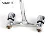 Wall Mounted Kitchen Faucet Double Handle Sink Basin Tap Cold Hot Water Mixer Tap Dual Hole Bathroom Sink Wash Basin Water Tap