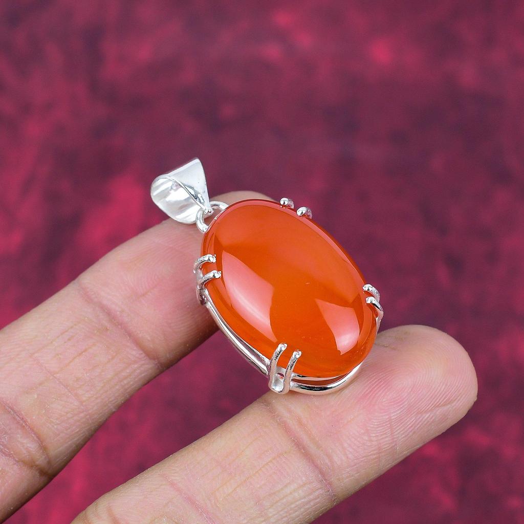 Подвеска из цельного серебра 925 пробы с сердоликом, подвеска из драгоценного камня ручной работы, подарок жене, абсолютно новая подвеска