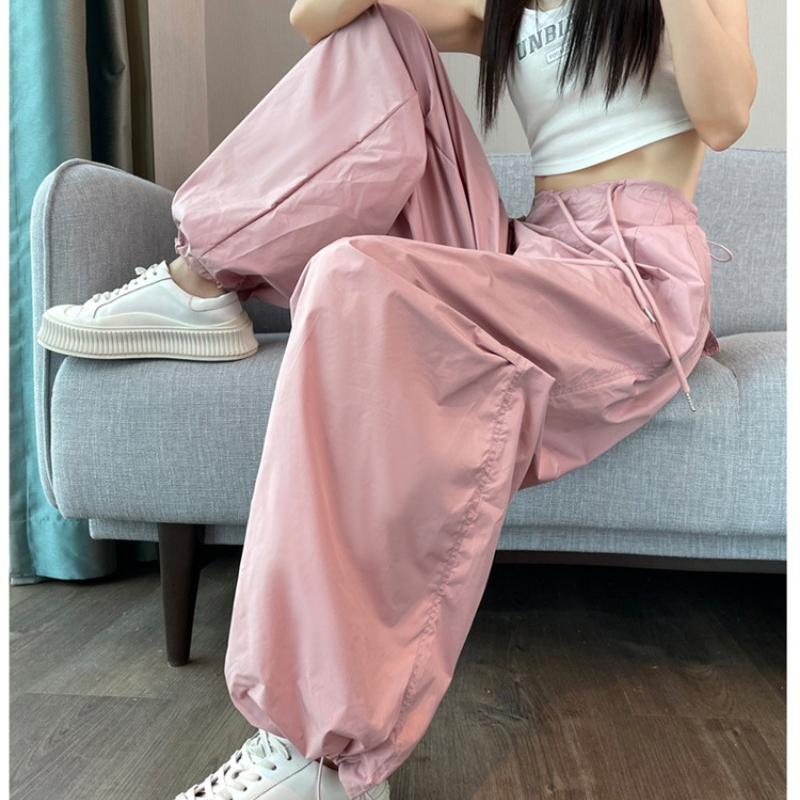 Модные однотонные свободные повседневные брюки женские уличные тонкие брюки с высокой талией и широкими штанинами офисные женские прямые спортивные брюки Harlan женские 24273