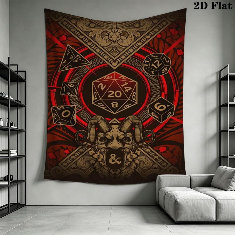 Dungeon Red Die Pattern Home Decor Tapestry, Wall Hanging, Decorative RV Wall Cloth.MGT0918170