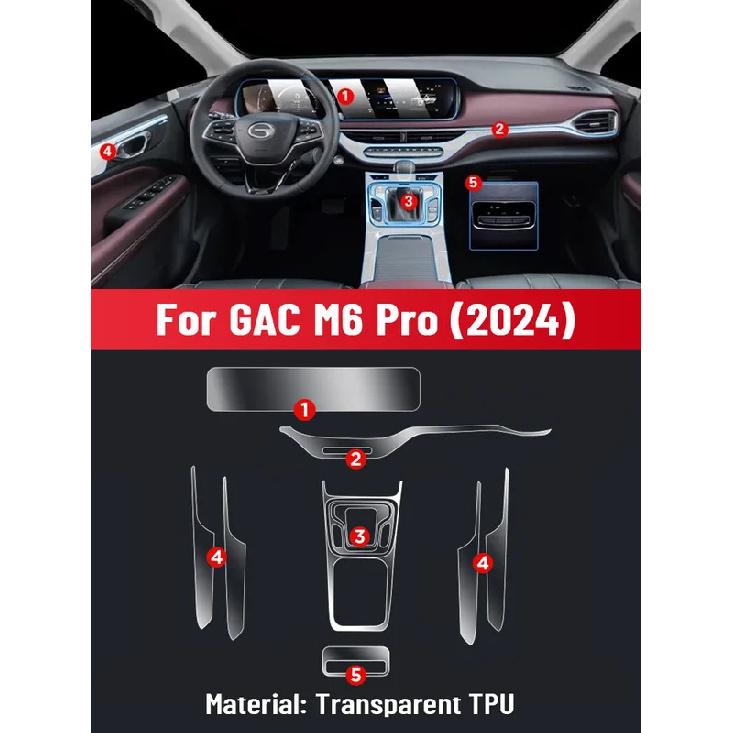 Anti-scratch Car Interior Center Console Media Dashboard Navigation TPU Protector Film Accessories For GAC Trumpchi M6 Pro 2024
