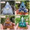 Crystal Stone Pyramid Figurine Drop Glue Evil Eye Pyramid Evil Eye Ornament  Home Office