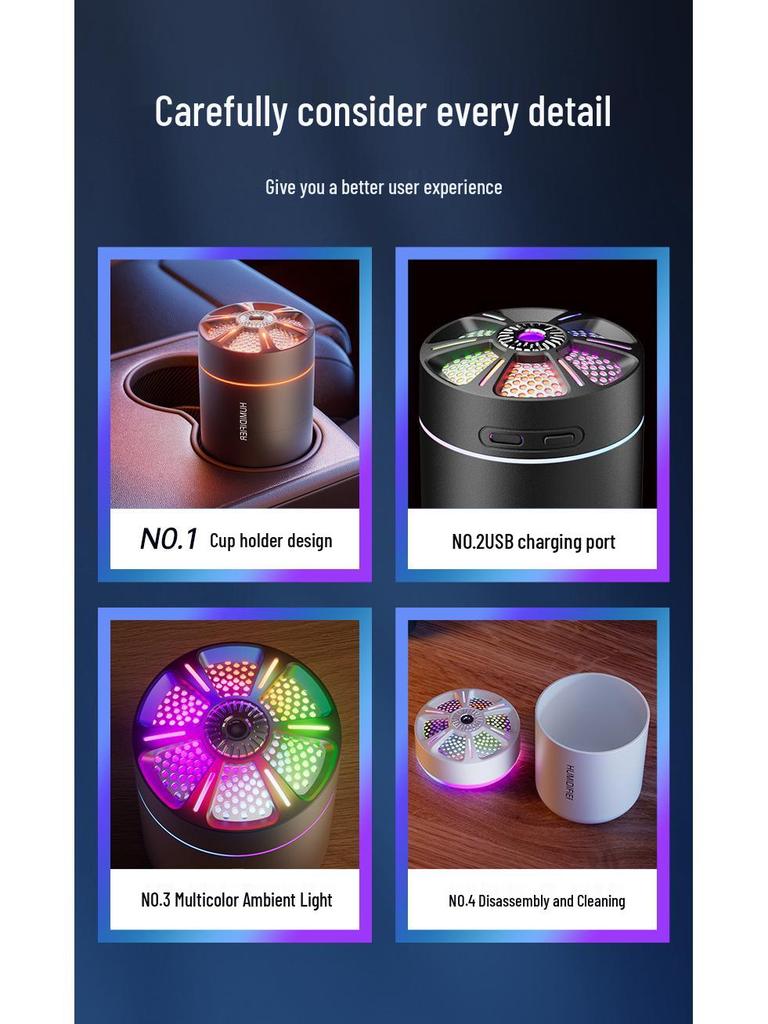 Мини-увлажнитель Mars Ash Pro USB: Большой объем тумана, красочный, низкий уровень шума для дома и автомобиля.