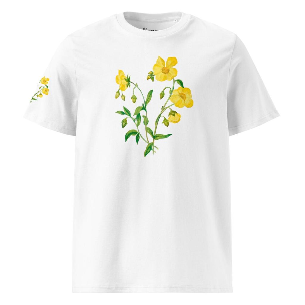 Yellow Rock Rose Wildflower Organic Cotton Luxury Tee - PETA Approved - Vintage Botanical - Sustainable Fashion