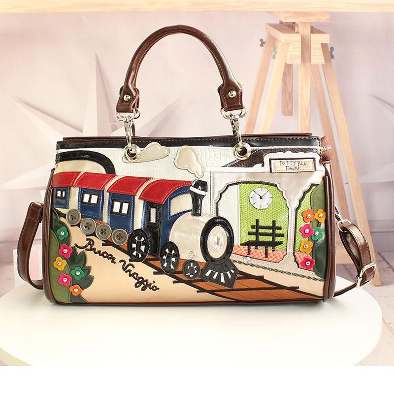 Сумки Женские И Женские Сумки Сшивание Контрастные Цвета Ретро Портативная Наплечная Косая Сумка Ручной Работы Креативные Сумки