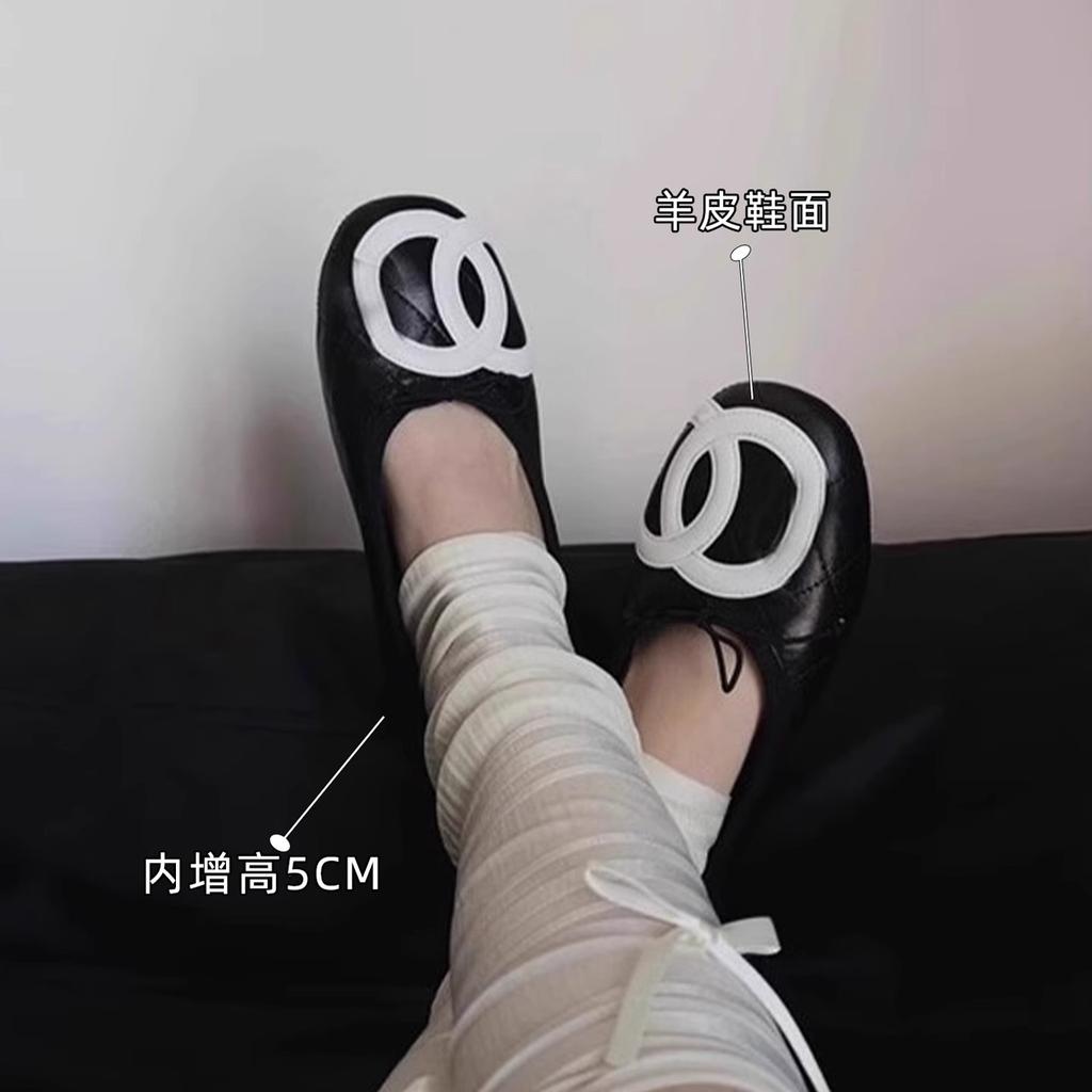 Найди второй волосок! Сяосянфэн увеличение внутренней высоты туфли-лодочки с мелким вырезом новая плоская обувь на один педаль с юбкой фея осень