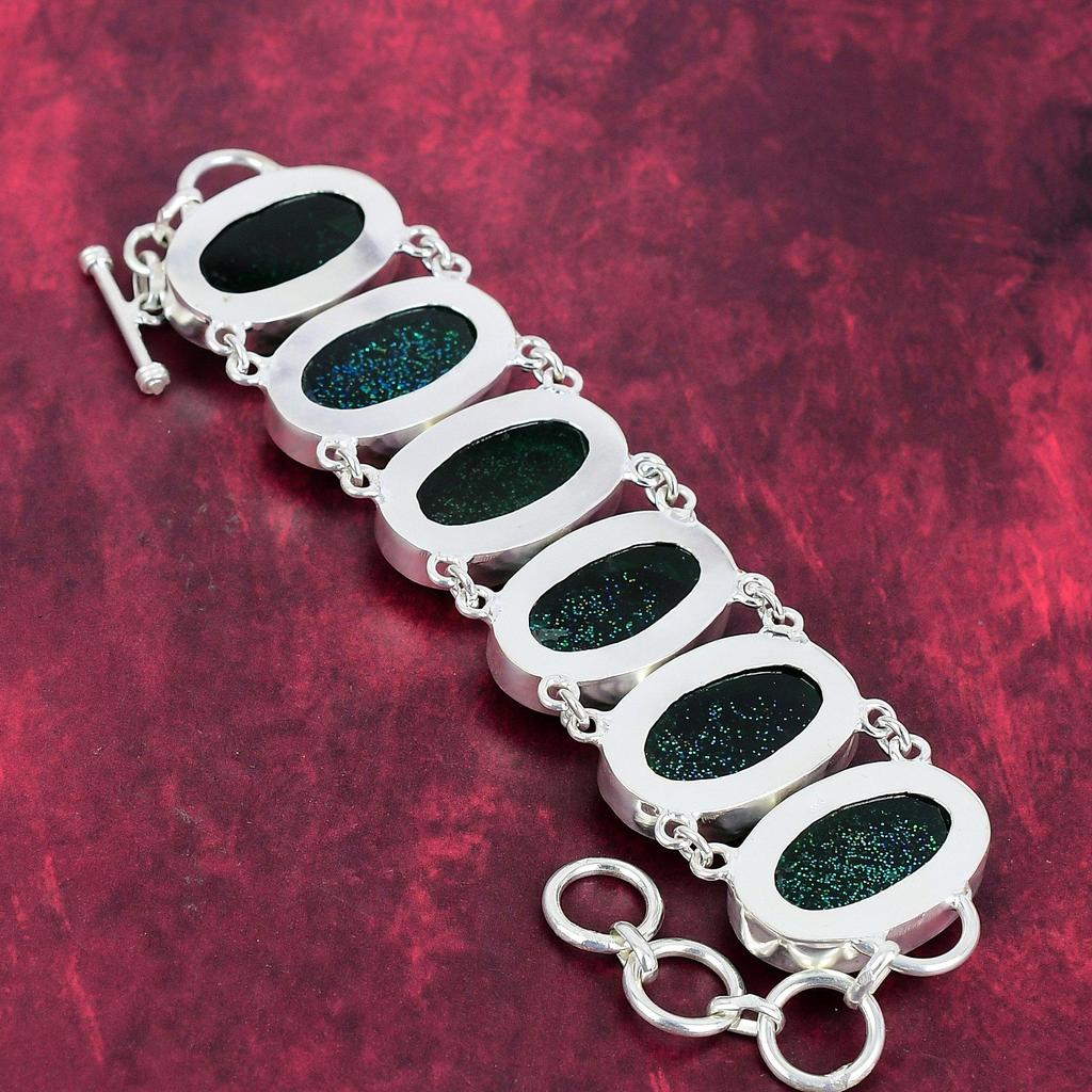 Green Triplet Opal 925 Solid Sterling Silver Bracelet, Handmade Gemstone Bracelet Jewelry, Gifts For Wife Brand New Bracelet