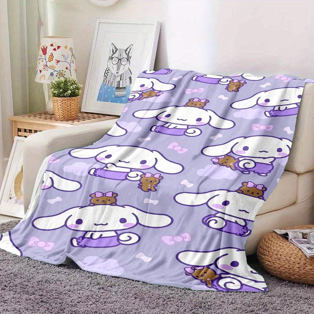 1pc Cute, Purple, Cinnamoroll RV Blanket, Digital Printed Flannel Blanket, Multi-Purpose Four Seasons Hypoallergenic Quilt for Sofa, Bed, Of