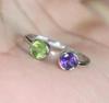 Peridot & Amethyst Gemstone Ring, Handmade Ring, Adjustable Ring, Women Ring, Gift For Her, Stacking Ring, 925 Sterling Silver