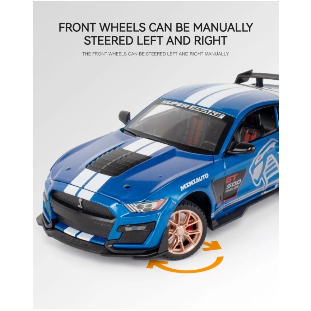 Модель Ford Mustang GT Alloy 1/24 со звуковыми и световыми функциями. Премиальная подарочная упаковка. Идеально подходит для демонстрации, коллекционирования или подарка.