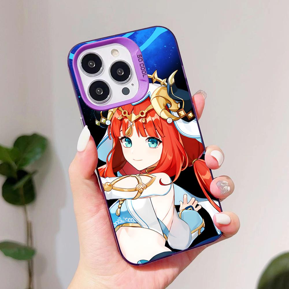 Game GI Nilou Purple Translucent Mobile Phone Case for iPhone 17 16 15 14 13 12 11 X XR XS 8 7 Air Pro Max Plus Colorful Cover