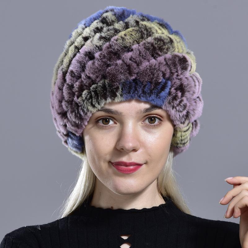 Зимняя теплая вязаная меховая шапка из кроличьего меха с ананасом, женские толстые шапки, шапочки для мамы