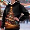 Women's Casual Fashion Plus Velvet Thickened Christmas Print Hooded Sweatshirt