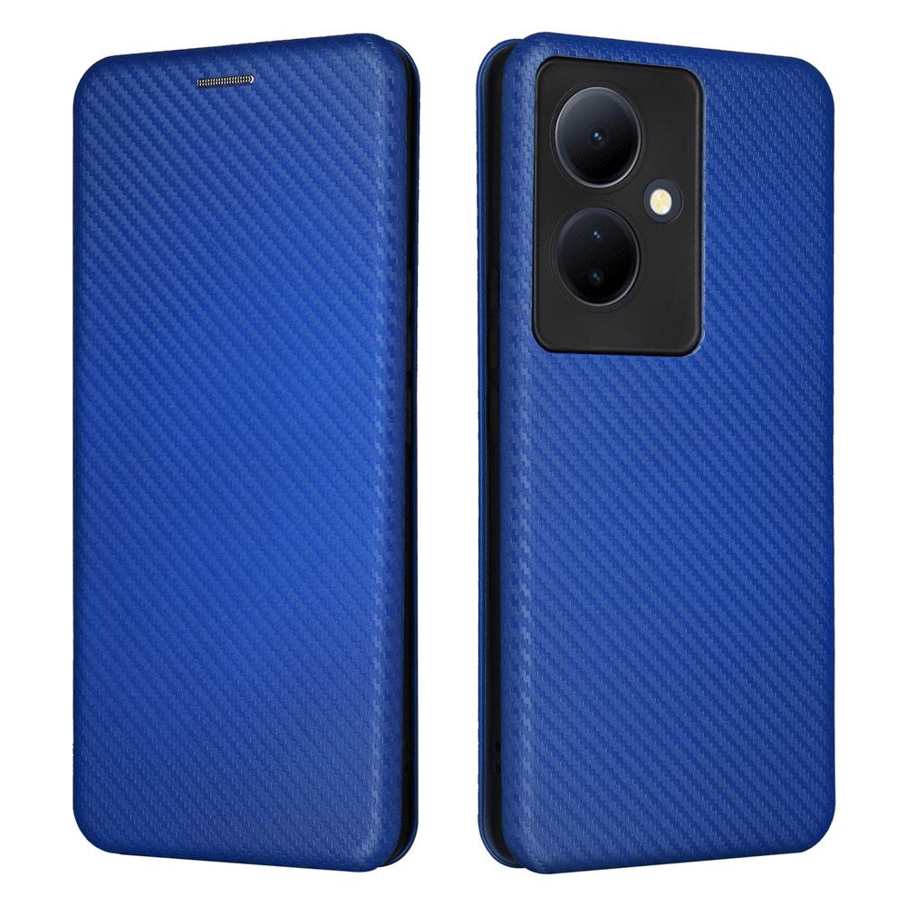 Чехол для телефона VIVO V29 Lite из углеродного волокна с поддержкой нескольких карт: Нейтральная защитная обложка-книжка
