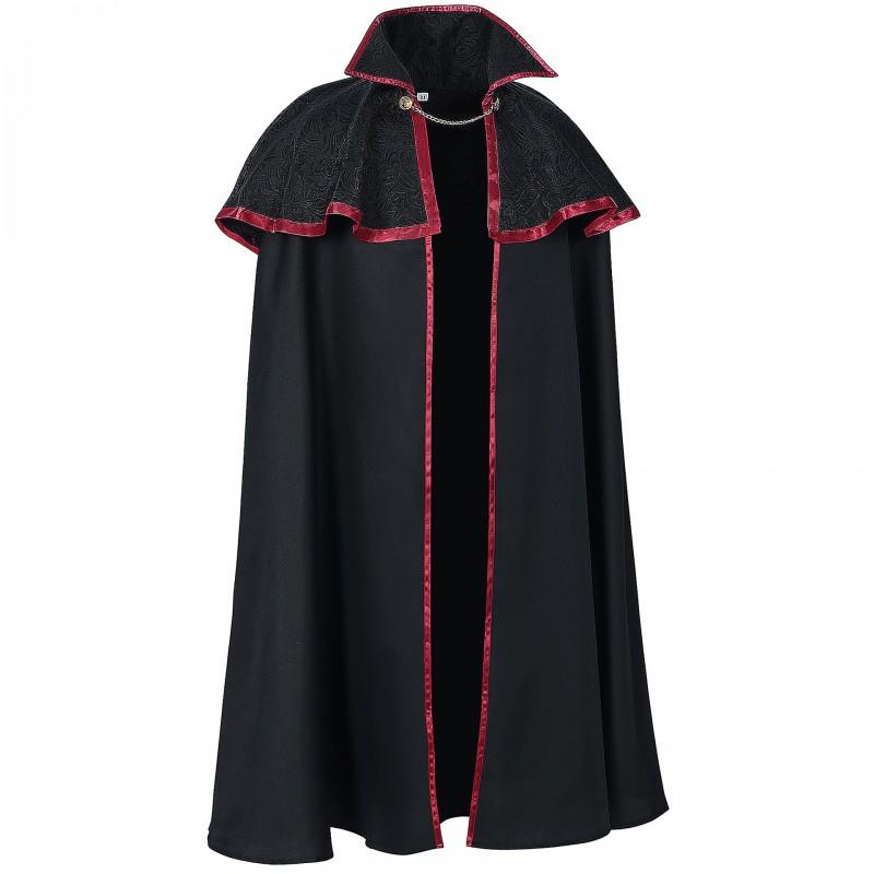 Halloween Royal Cloak With Shoulder Pads Medieval Vintage Beads Gear Chain Hooded Costume Stage Performance