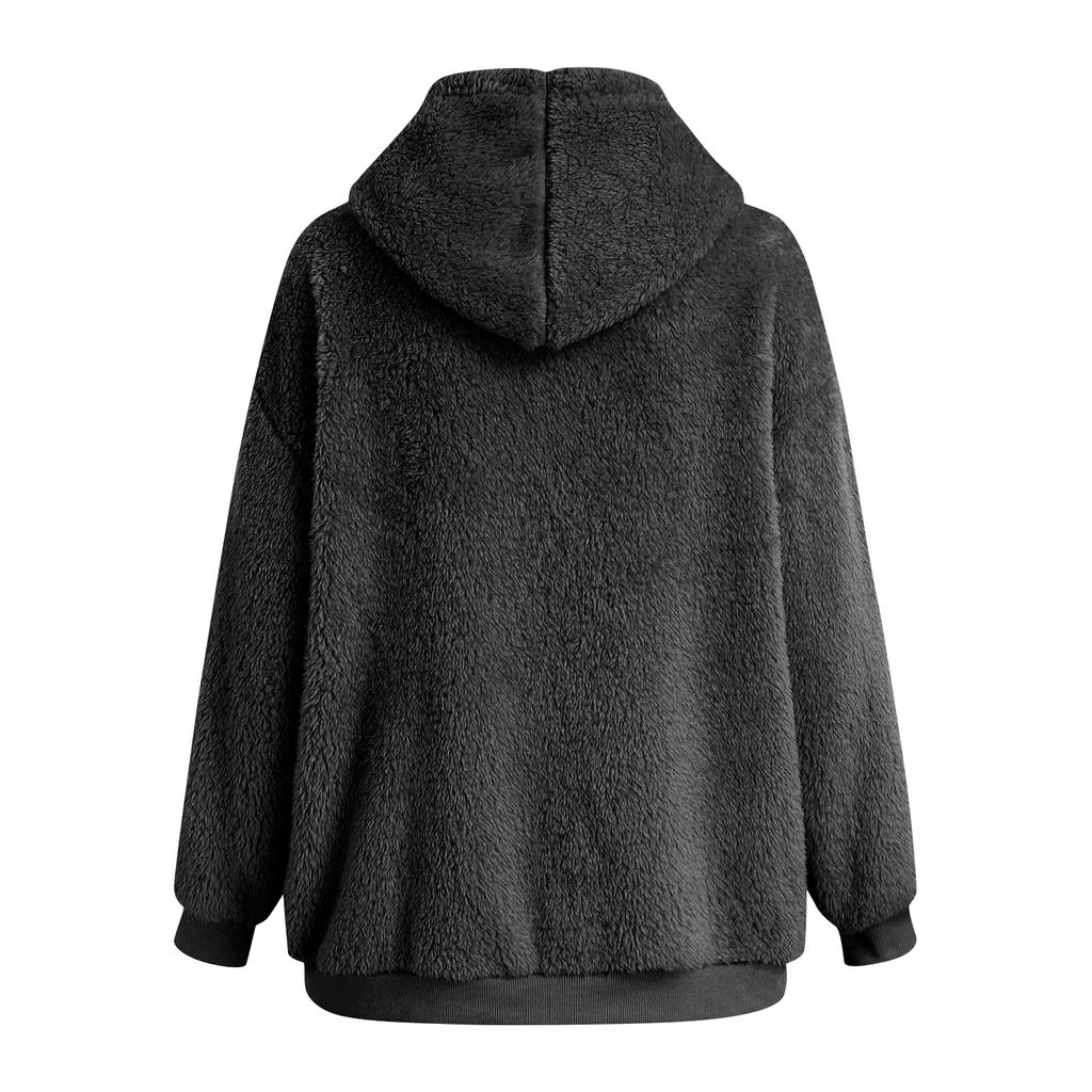 Women's Winter Fleece Windproof Zip Drawstring Front Pocket Outdoor Jacket Fleece Jacket