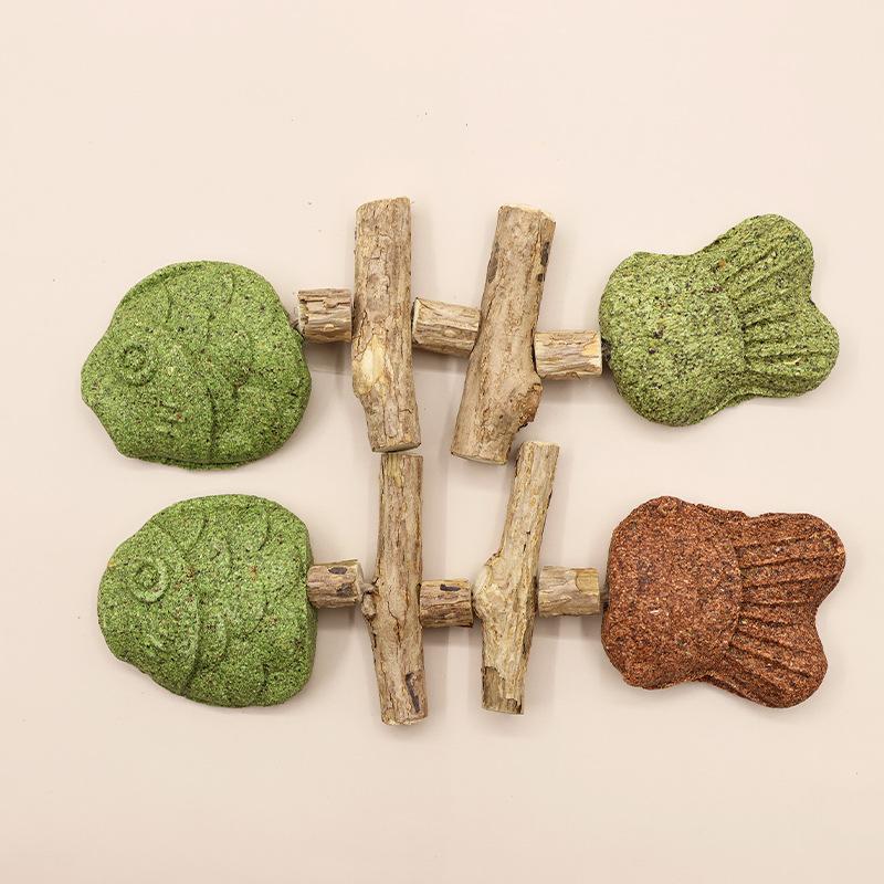 Игрушка для кошек Рыбная кость Дерево Тяньляо Прорезыватель, Имитация рыбьих зубов Палочка для чистки, Саморазвлекающая игрушка Жареная рыба, Дразнилка для кошек