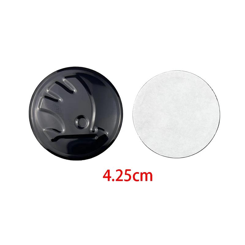 WMZW4 Aluminum Alloy 42.5mm Car Steering Wheel Center Stickers for SKODA Rapid Octavia Fabia 1 2 Karoq Kodiaq Yeti Superb Interior
