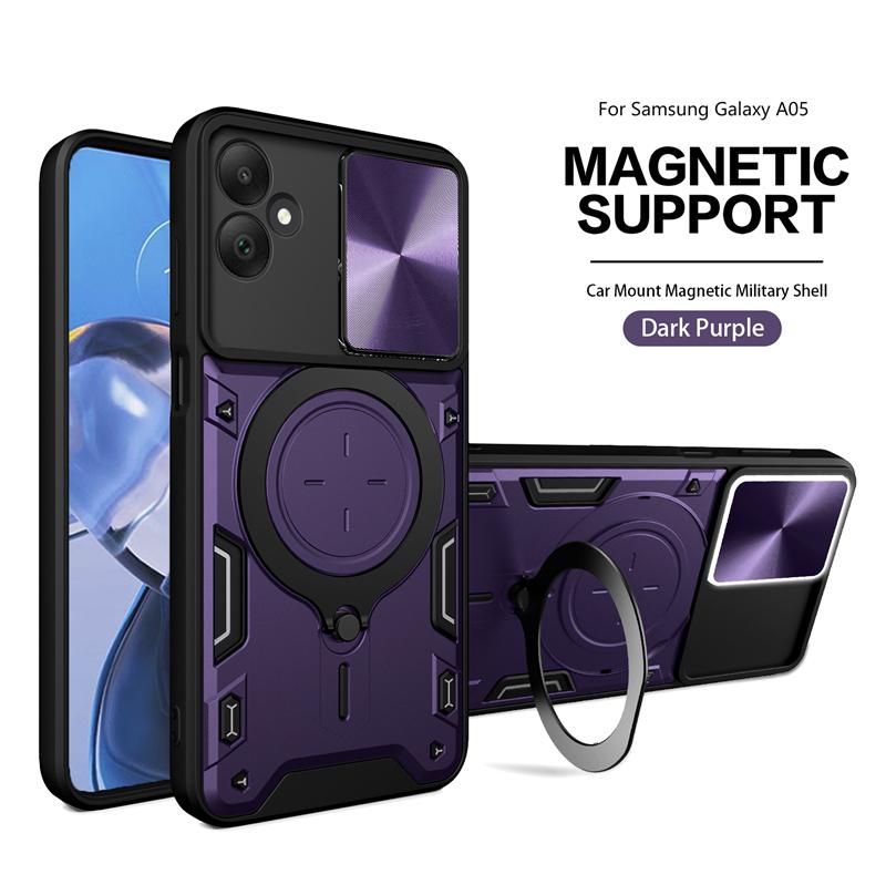 Чехол для Samsung Galaxy A05 2023 со сдвижной защитой камеры, металлический, чехлы для телефона для Samsung A05 A 05 SM-A055M, задняя крышка с кольцом-держателем