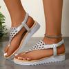 Fashion 2025 Summer Fashion Women's Clip Toe Platform Sandals Silver Cut Out Wedge Heels Sandalias Mujer Beach Casual Thick Flip Flops
