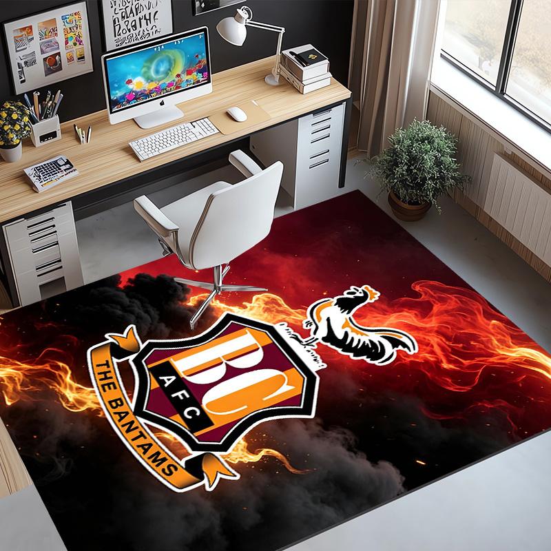 Bradford City AFC Pattern Rug, Indoor/Outdoor Mat, for Picnic, Gameroom, Bedroom, Office, Living Room, Home Decor Carpet, Birthday Gift