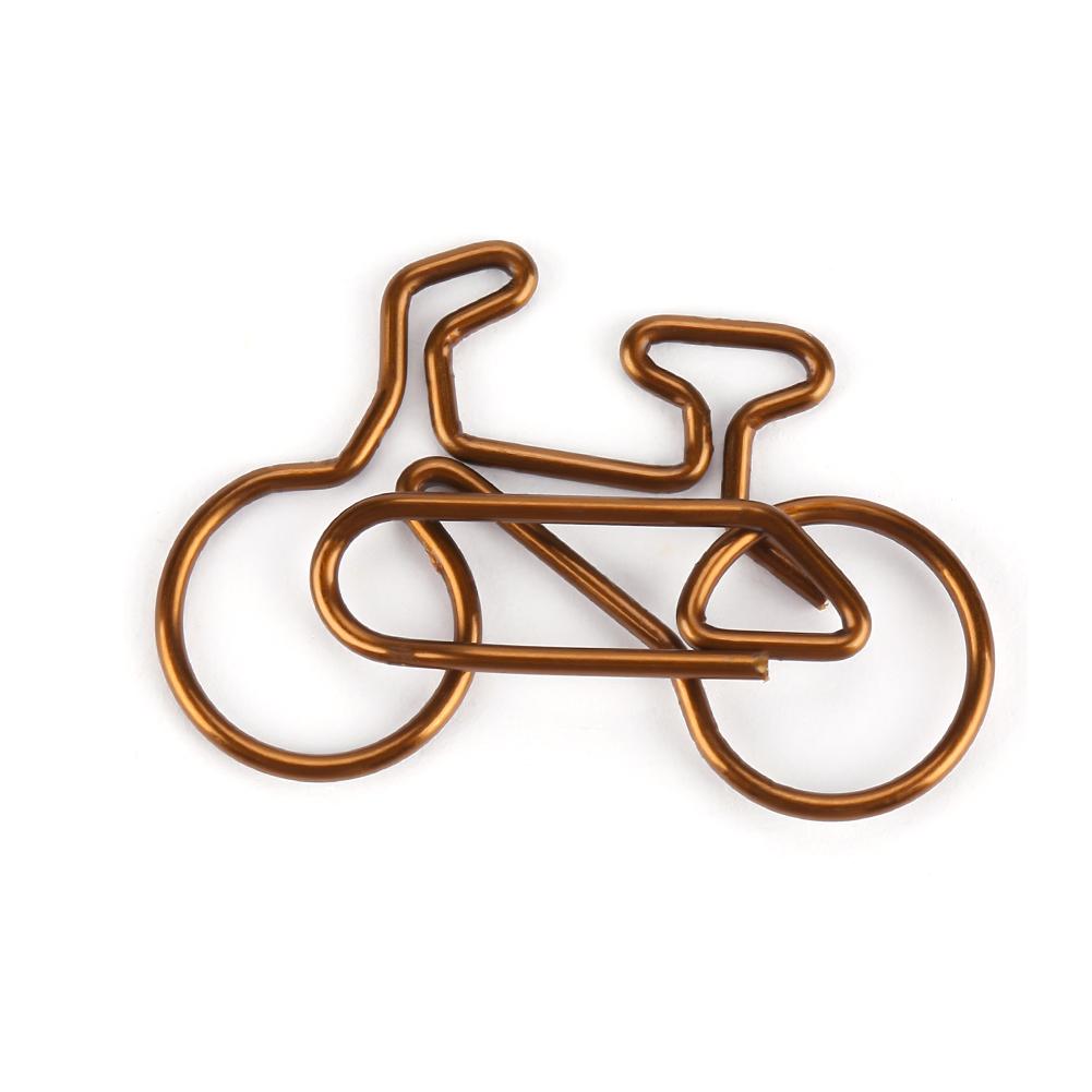 20pcs Metal Bicycle Shape Paper Clips Coffee Color Bookmark Office School Stationery Clip