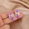 1pair Resin Fabric Fabric Flower Earring Contrasted Blush-colored Ear Accessories  Women Girl