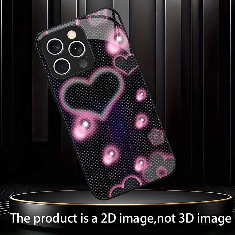 Pink Neon Heart & Dot Pattern Glass phone case mobile phones for iphone 17 pro max cover for iPhone 17 16 15 14 13 12pm Pro Plus