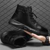 Fashion Men's Motorcycle Boots Comfortable Platform Boots Men Outdoor High Top Leather Boots Fashion Comfortable Waterproof Men Shoes 44