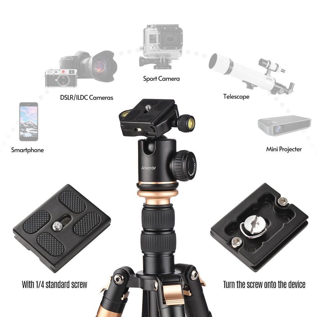 Andoer 140 см/55 дюймов дорожный штатив для камеры штатив из алюминиевого сплава со съемным моноподом