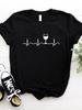 Wine Heartbeat Print T Shirt Women Short Sleeve O Neck Loose Tshirt Summer Women Causal Tee Shirt Tops Camisetas Mujer