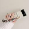 Woman Portable Chain Of Silk Scarves Phone Case For Samsung Galaxy Z Flip 4 3 5g Hinge Full Protection Clear Hard Pc Cover