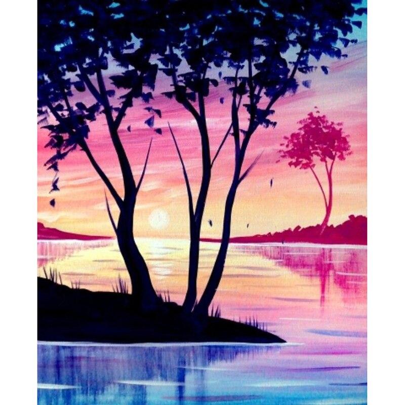 Новый 5D DIY алмазная живопись закат дерево Алмазная вышивка пейзаж вышивка крестом полная круглая дрель ремесла домашний декор подарок