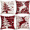 New Christmas Linen Pillow Cover Plaid Print Home Sofa Car Cushion Cover