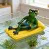 Плавающая фигурка лягушки из смолы, забавная лягушка на круге для плавания, статуэтка для украшения сада, бассейна, пруда, цветочных горшков