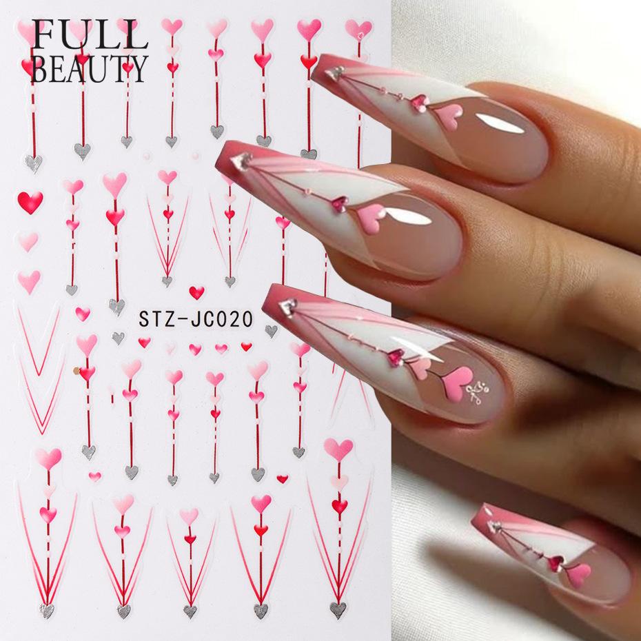 Nail Art Stickers Ins Valentine's Day Romantic Pink Love Arrow Back Adhesive Nail Stickers